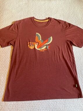 Howler Brothers Men's Short Sleeve Tee - Maroon with Multicolor Pelican Graphic